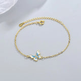 Sterling Silver Butterfly Zircon Bracelet Romantic Fine Jewelry