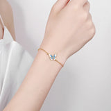 Sterling Silver Butterfly Zircon Bracelet Romantic Fine Jewelry