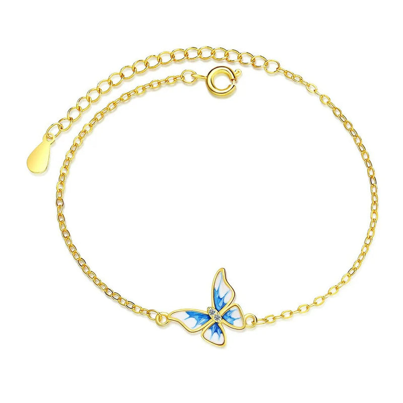 Sterling Silver Butterfly Zircon Bracelet Romantic Fine Jewelry
