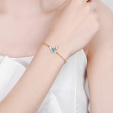 Sterling Silver Butterfly Zircon Bracelet Romantic Fine Jewelry