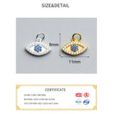 925 Silver Zircon Eyes Charms DIY Jewelry Allery-Free Accessory