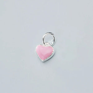 925 Silver Pink Heart Dangle Charms for Jewelry Making