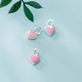 925 Silver Pink Heart Dangle Charms for Jewelry Making