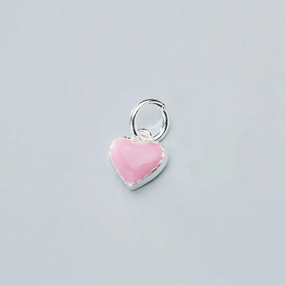 925 Silver Pink Heart Dangle Charms for Jewelry Making