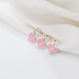925 Silver Pink Heart Dangle Charms for Jewelry Making