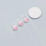 925 Silver Pink Heart Dangle Charms for Jewelry Making