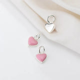 925 Silver Pink Heart Dangle Charms for Jewelry Making