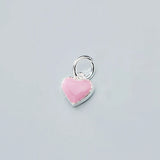 925 Silver Pink Heart Dangle Charms for Jewelry Making