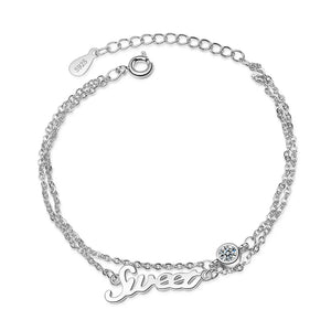 925 Silver Double Layer Chain SWEET Zircon Bracelet