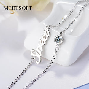 925 Silver Double Layer Chain SWEET Zircon Bracelet