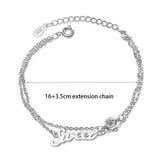 925 Silver Double Layer Chain SWEET Zircon Bracelet