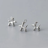 925 Silver 3D Balloon Dog Pendant Charms DIY Making Supply