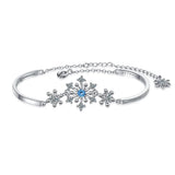 925 Silver Flower Snowflake Zircon Chain Bracelet Romantic Jewelry