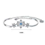 925 Silver Flower Snowflake Zircon Chain Bracelet Romantic Jewelry