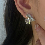 925 Silver Geometric Heart Stud Earrings Punk HipHop Jewelry