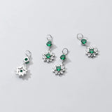 925 Silver Green Zircon Stars Pandent Charms for DIY Jewelry