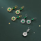 925 Silver Green Zircon Stars Pandent Charms for DIY Jewelry