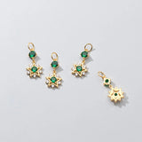 925 Silver Green Zircon Stars Pandent Charms for DIY Jewelry