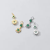 925 Silver Green Zircon Stars Pandent Charms for DIY Jewelry