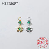 925 Silver Green Zircon Stars Pandent Charms for DIY Jewelry