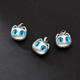 925 Sterling Silver Matte Cat Kitty Head Eyes Pendant Charm for DIY Bracelet