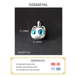 925 Sterling Silver Matte Cat Kitty Head Eyes Pendant Charm for DIY Bracelet
