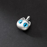 925 Sterling Silver Matte Cat Kitty Head Eyes Pendant Charm for DIY Bracelet
