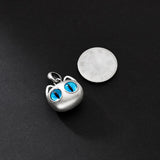 925 Sterling Silver Matte Cat Kitty Head Eyes Pendant Charm for DIY Bracelet