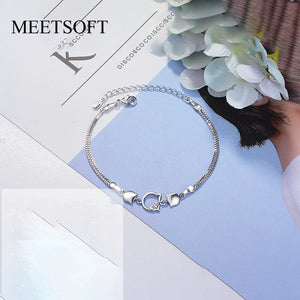 925 Silver Kitty Bow Chain Bracelet for Women