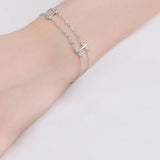 925 Sterling Silver Double Layer Chain Bracelets for Women Party