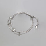 925 Sterling Silver Double Layer Chain Bracelets for Women Party