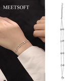 925 Sterling Silver Double Layer Chain Bracelets for Women Party