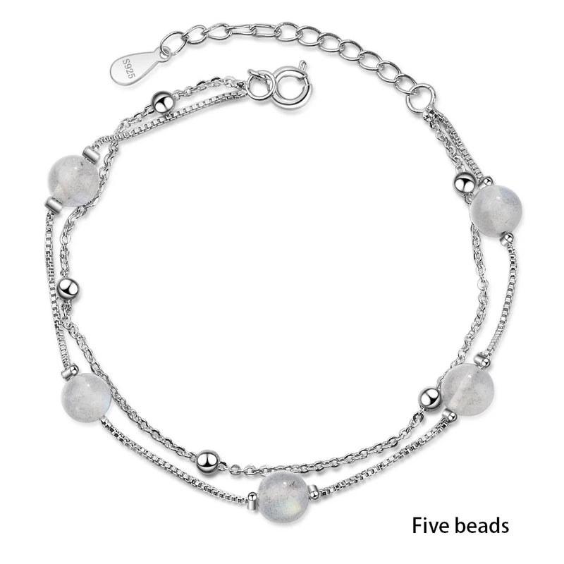 925 Silver Double Moonstone Bracelets, Romantic Jewelry