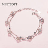 925 Silver Double Moonstone Bracelets, Romantic Jewelry