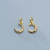 925 Sterling Silver Moon Zircon Charms DIY Fine Jewelry Necklace