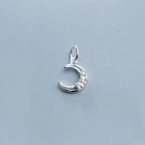 925 Sterling Silver Moon Zircon Charms DIY Fine Jewelry Necklace