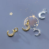 925 Sterling Silver Moon Zircon Charms DIY Fine Jewelry Necklace