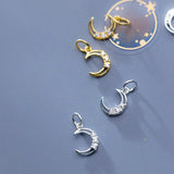 925 Sterling Silver Moon Zircon Charms DIY Fine Jewelry Necklace