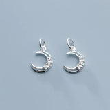 925 Sterling Silver Moon Zircon Charms DIY Fine Jewelry Necklace