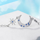 925 Silver Moon Star Zircon Bracelet Women Fine Jewelry