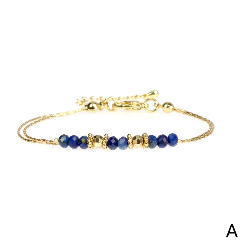 925 Silver Multi-color Bead Double Layer Bracelet for Women