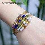 925 Silver Multi-color Bead Double Layer Bracelet for Women