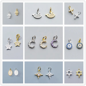 925 Sterling Silver Zircon Charms DIY Jewelry Allery-Free Gift