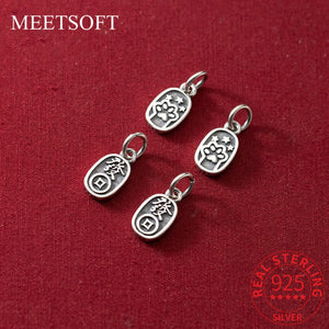 925 Sterling Silver Ancient Coin Cat Paw Pendant Charms
