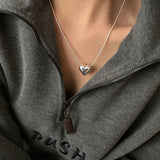 925 Silver Heart Chokers Necklace for Women Retro Romantic Drop