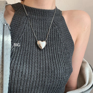 925 Silver Heart Chokers Necklace for Women Retro Romantic Drop