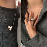 925 Silver Heart Chokers Necklace for Women Retro Romantic Drop