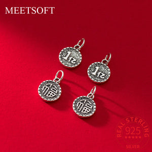 925 Sterling Silver Round Pendant Charms for DIY Making Gift