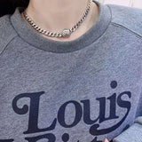 925 Silver Thick Chain Round Clavicle Choker Necklace for Women