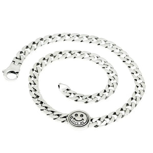925 Silver Thick Chain Round Clavicle Choker Necklace for Women